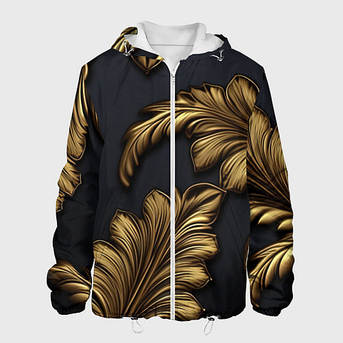 Мужская куртка Золотые узоры в виде листьев / 3D-Белый – фото 1