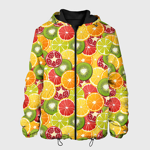 Мужская куртка Фон с экзотическими фруктами / 3D-Черный – фото 1
