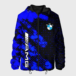 Куртка с капюшоном мужская BMW sport amg colors blue, цвет: 3D-черный