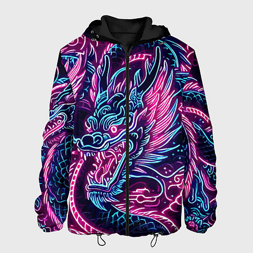 Мужская куртка Neon Japanese dragon - irezumi / 3D-Черный – фото 1