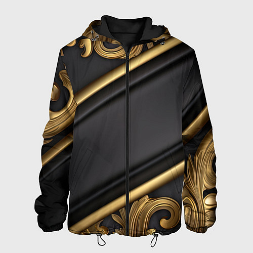 Мужская куртка Лепнина объемные узоры золотые / 3D-Черный – фото 1