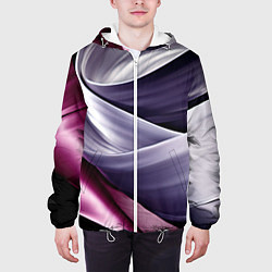 Куртка с капюшоном мужская Абстрактные волнистые полосы, цвет: 3D-белый — фото 2