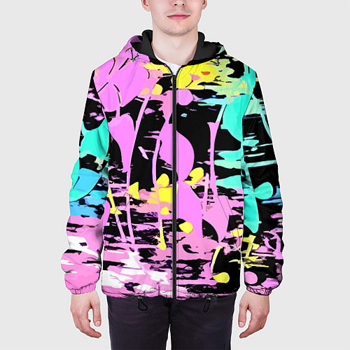 Мужская куртка Color expressive abstraction / 3D-Черный – фото 3