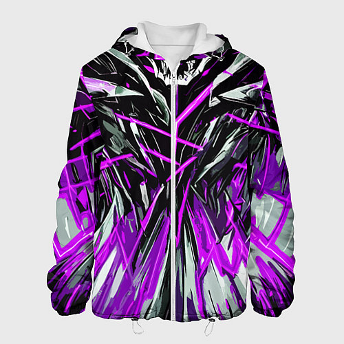 Мужская куртка Череп и фиолетовые полосы / 3D-Белый – фото 1