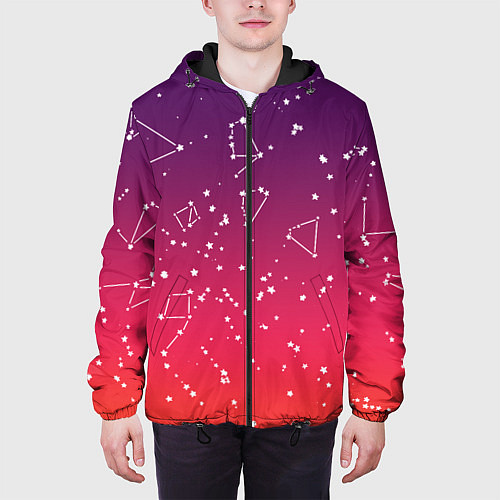 Мужская куртка Созвездия в розовом небе / 3D-Черный – фото 3