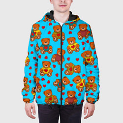 Куртка с капюшоном мужская Мишки в цветных свитерах и сердечки, цвет: 3D-черный — фото 2