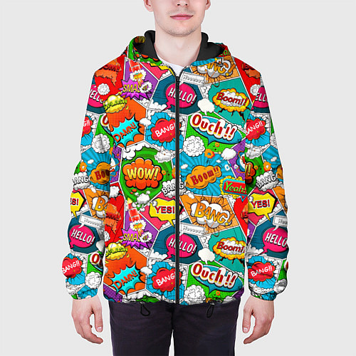 Мужская куртка Bang Boom Ouch pop art pattern / 3D-Черный – фото 3