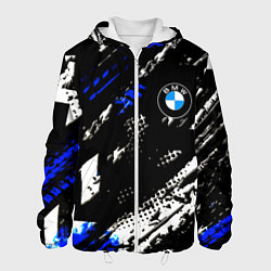 Куртка с капюшоном мужская BMW stripes color auto sport, цвет: 3D-белый