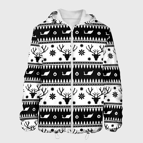 Мужская куртка Новогодний свитер с оленями / 3D-Белый – фото 1