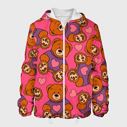 Мужская куртка Мишки игрушки в розовых свитерах и сердечки
