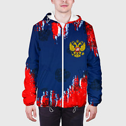 Куртка с капюшоном мужская Россия спорт краски текстура, цвет: 3D-белый — фото 2