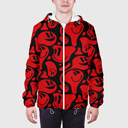 Куртка с капюшоном мужская Красные смайлы, цвет: 3D-белый — фото 2