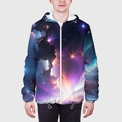 Куртка с капюшоном мужская Космическая вспышка, цвет: 3D-белый — фото 2