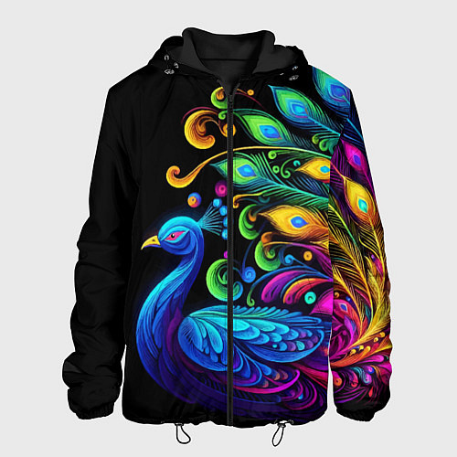 Мужская куртка Neon peacock - art / 3D-Черный – фото 1
