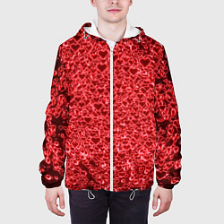 Куртка с капюшоном мужская Светящиеся объемные сердечки, цвет: 3D-белый — фото 2