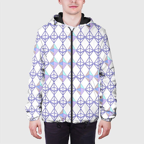 Мужская куртка Криптовалюта Ethereum на белом / 3D-Черный – фото 3