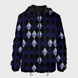 Куртка с капюшоном мужская Криптовалюта Ethereum на черном, цвет: 3D-черный