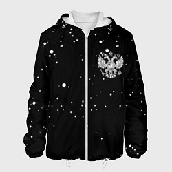 Куртка с капюшоном мужская Россия герб рф текстура, цвет: 3D-белый