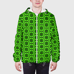 Куртка с капюшоном мужская Энергетический щит - зеленый, цвет: 3D-белый — фото 2