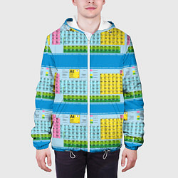 Куртка с капюшоном мужская Узор из таблицы Менделеева, цвет: 3D-белый — фото 2