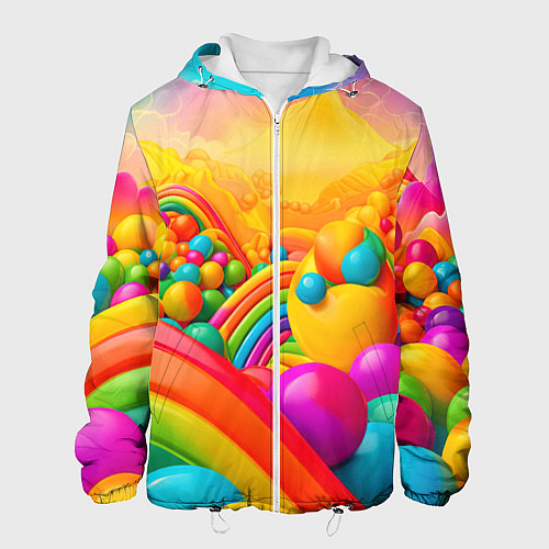 Мужская куртка Цветные пузыри и радуга / 3D-Белый – фото 1