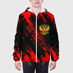 Куртка с капюшоном мужская Герб РФ краски текстура, цвет: 3D-белый — фото 2