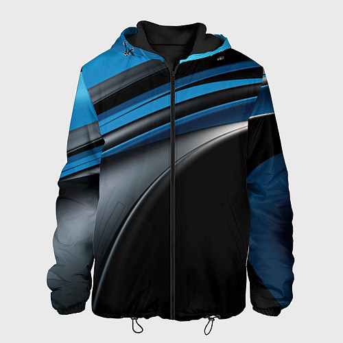 Мужская куртка Синяя и черная абстракция геометрическая / 3D-Черный – фото 1