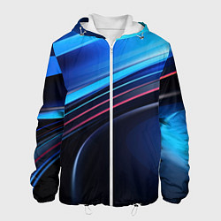 Куртка с капюшоном мужская Синяя и черная абстракция геометрическая, цвет: 3D-белый