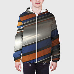 Куртка с капюшоном мужская Разноцветные прямые полосы, цвет: 3D-белый — фото 2