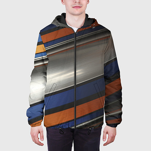 Мужская куртка Разноцветные прямые полосы / 3D-Черный – фото 3