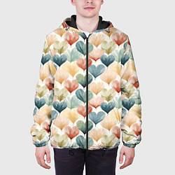 Куртка с капюшоном мужская Разноцветные нарисованные сердечки, цвет: 3D-черный — фото 2