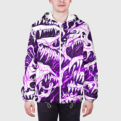 Куртка с капюшоном мужская Белые клыки на розовом фоне, цвет: 3D-белый — фото 2