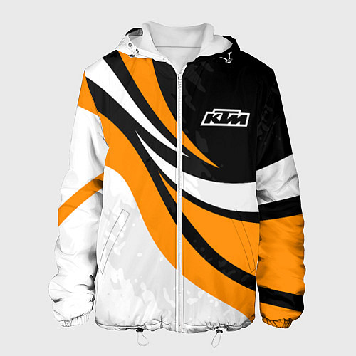 Мужская куртка КТМ - оранжевые вставки / 3D-Белый – фото 1