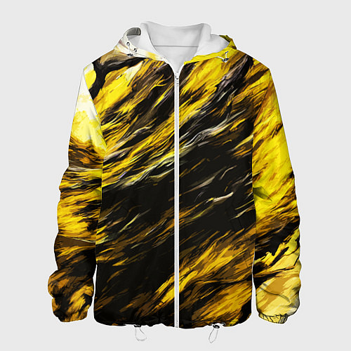 Мужская куртка Чёрная и жёлтая буря / 3D-Белый – фото 1