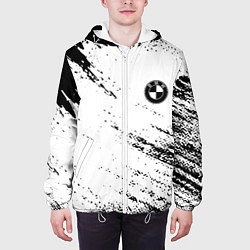 Куртка с капюшоном мужская BMW краски текстура брызги, цвет: 3D-белый — фото 2