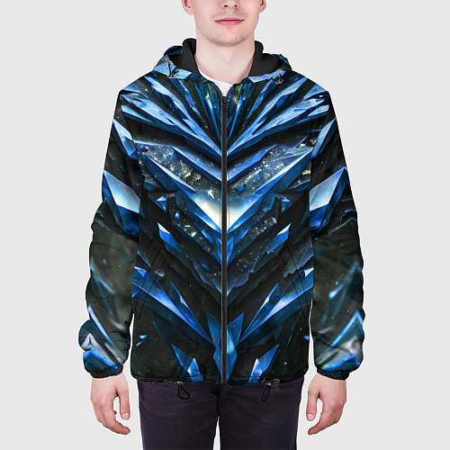 Мужская куртка Синие драгоценные кристаллы / 3D-Черный – фото 3