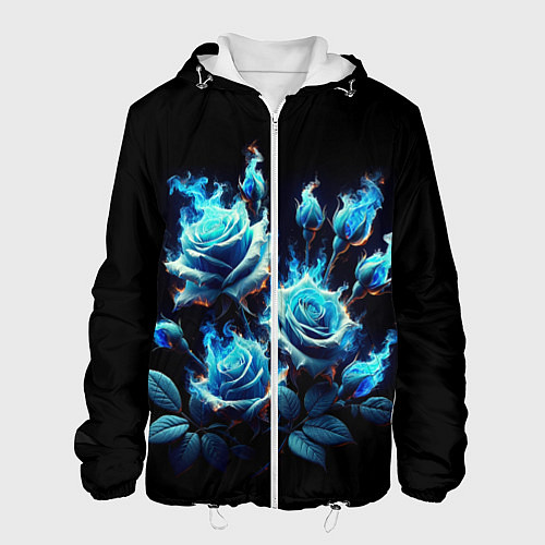 Мужская куртка Розы в голубом огне / 3D-Белый – фото 1