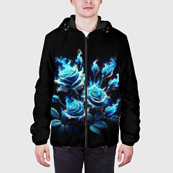 Куртка с капюшоном мужская Розы в голубом огне, цвет: 3D-черный — фото 2