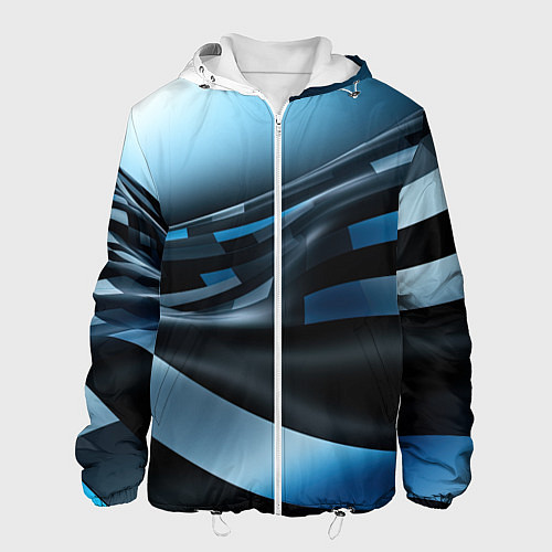 Мужская куртка Черно-синий абстрактный спортивный стиль / 3D-Белый – фото 1