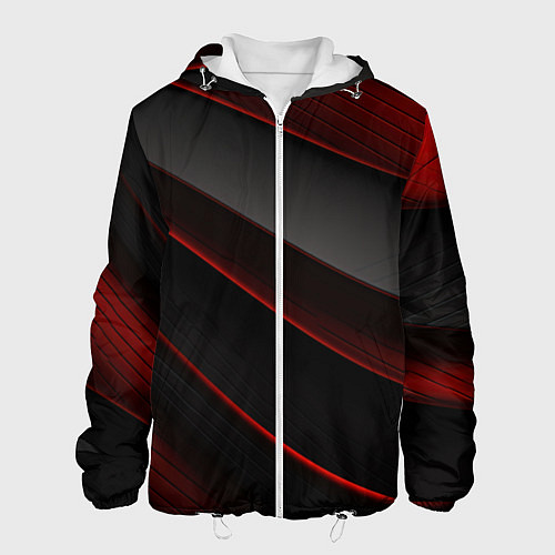 Мужская куртка Красная абстракция с черными линиями / 3D-Белый – фото 1