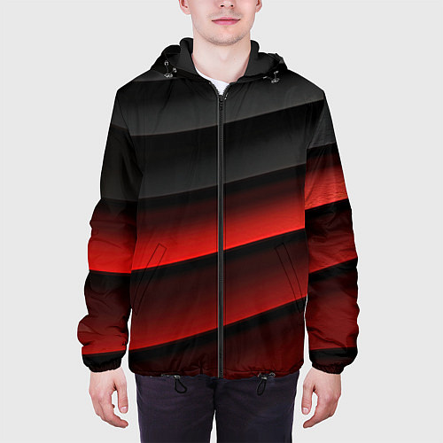 Мужская куртка Черно-красный объемный градиент / 3D-Черный – фото 3