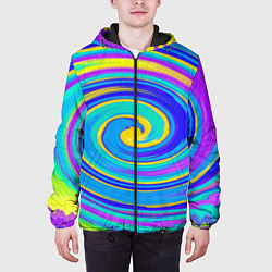 Куртка с капюшоном мужская Цветной водоворот, цвет: 3D-черный — фото 2