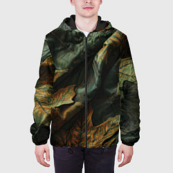 Куртка с капюшоном мужская Реалистичный охотничий камуфляж из ткани и листьев, цвет: 3D-черный — фото 2