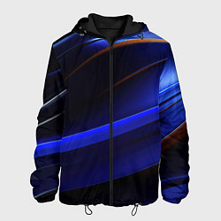 Куртка с капюшоном мужская Синее свечение на абстрактном фоне, цвет: 3D-черный