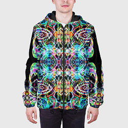 Куртка с капюшоном мужская Фрактальный орнамент, цвет: 3D-черный — фото 2