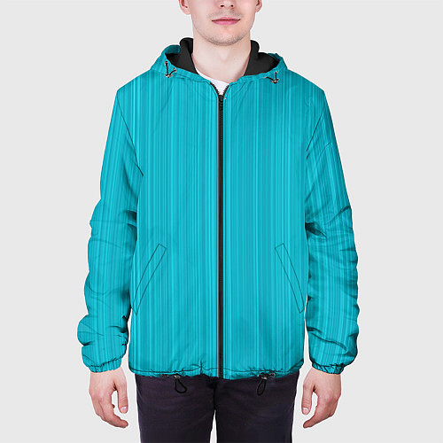 Мужская куртка Неоновый голубой полосатая рябь / 3D-Черный – фото 3