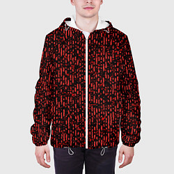 Куртка с капюшоном мужская Абстрактный полосатый красный, цвет: 3D-белый — фото 2
