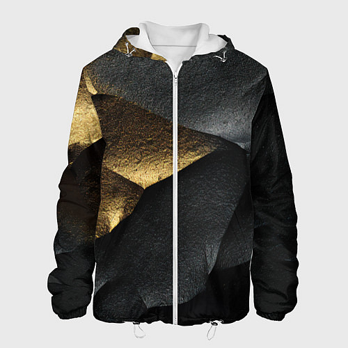 Мужская куртка Черная текстура с золотистым напылением / 3D-Белый – фото 1