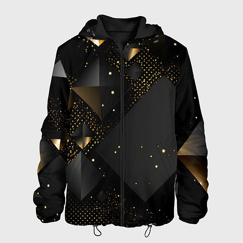 Мужская куртка Золотые ромбы на черной абстракции / 3D-Черный – фото 1