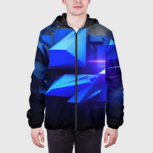 Мужская куртка Black blue background abstract / 3D-Черный – фото 3